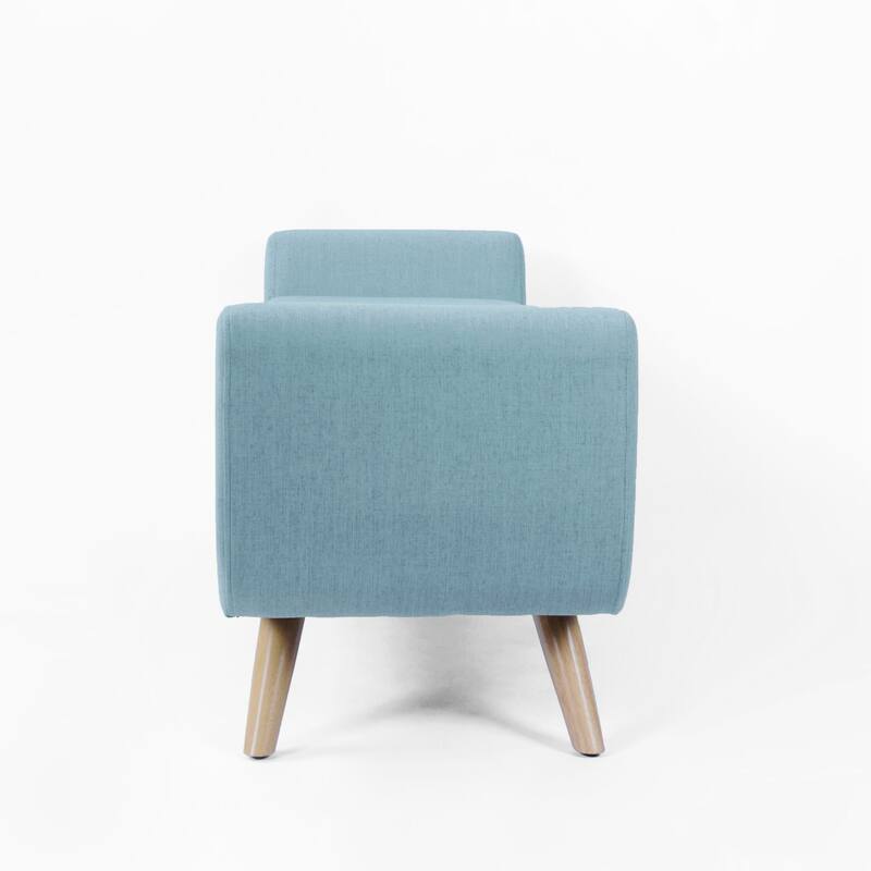HomePop Modern Sherpa Storage Bench with Wood Legs - Cream