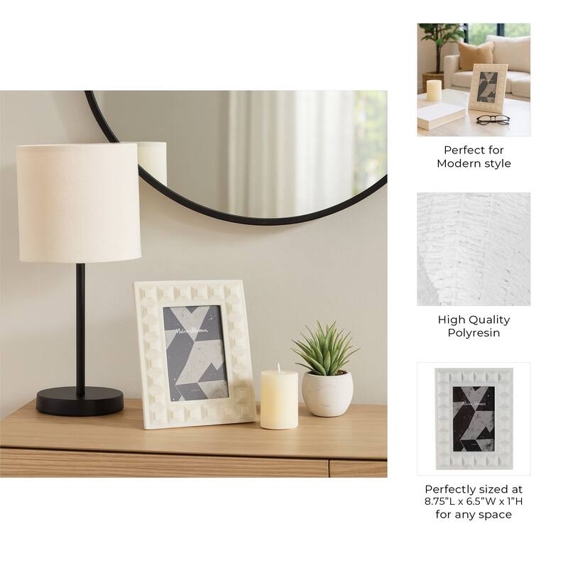 Resin Block Border Decorative Photo Frame - White
