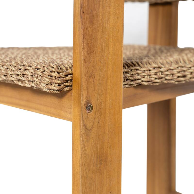 Christopher Knight Home - Outdoor Acacia Wood Dining Chairs with Handwoven Rattan Seat & Back - Set of 2