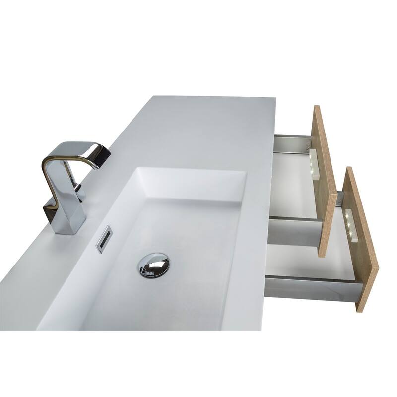 Beachwood Collection 42" Wall Mount Cultured Marble Top Bathroom Vanity Cabinet with Sink and Drawers