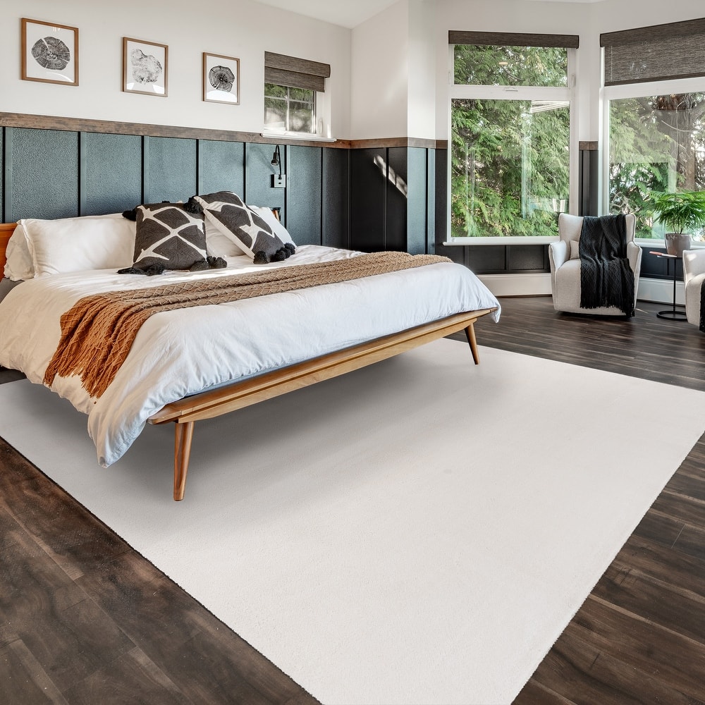 Cadence Tonee Plush Polyester Solid Color Non-Slip Super-Soft Shag Indoor Area Rug