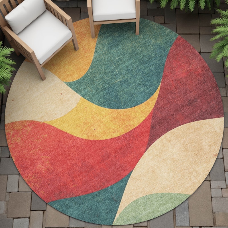 Machine Washable Indoor/Outdoor Soft Contemporary Chantille Rug - Orange - 8' x 8'