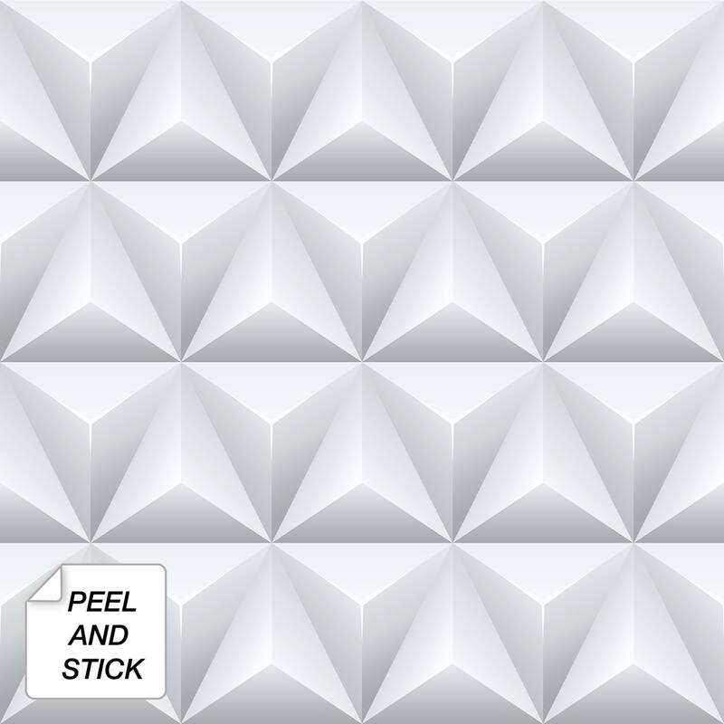 NextWall Triangle Origami Peel and Stick Removable Wallpaper - 20.5 in. W x 18 ft. L - 20.5 in. W x 18 ft. L - Grey