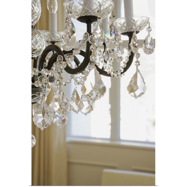 "Crystal glass prisms of a hanging chandelier" Poster Print