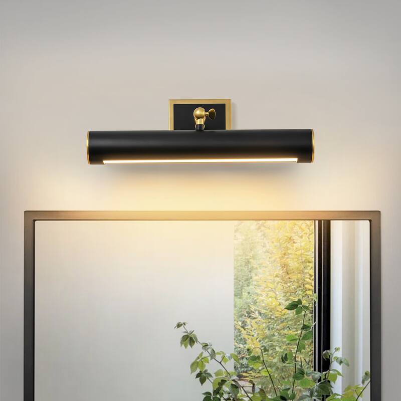 1-Light Mid-Century Modern Black&Gold Linear Bathroom Vanity Light/Picture Lights for Wall - 15.7 in. W x 9.4 in. H x 9.4 in. D