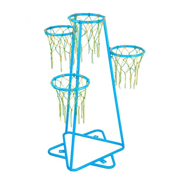 slide 2 of 10, Blue Metal Kids Basketball Hoop with 4 Heights and Triangular Base Blue