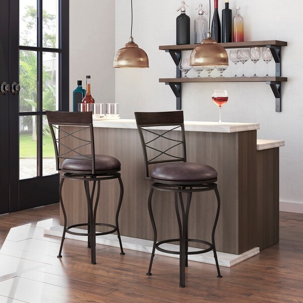 Shop Brown Metal Foam-cushioned Low-back Bar Stool - On ...