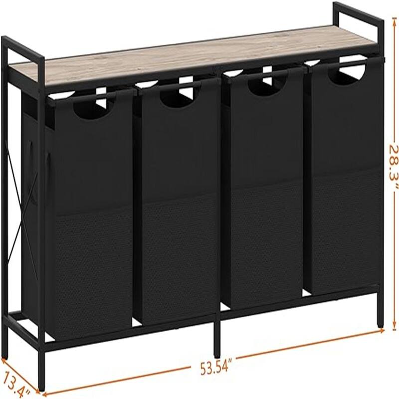 4 Gal Laundry Basket with Large Desktop Sorter for Laundry Room organization - 53.5"L x 13.39"W x 28.27"H