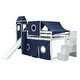 preview thumbnail 8 of 18, Impression Full Size Playhouse Inspired Bunk Bed with Slide Pink Tent and Tower, Sturdy Construction & Unique Design, Blue