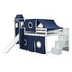 preview thumbnail 8 of 18, Playhouse Full Size Bunk Bed with Slide Pink Tent and Tower, Blue