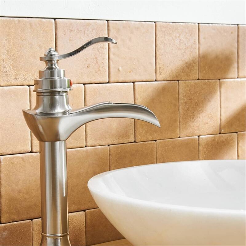 Waterfall Bathroom Vessel Faucet With Drain Assembly Single Handle Bathroom Vessel Sink Faucets One Hole High Taps With Valve