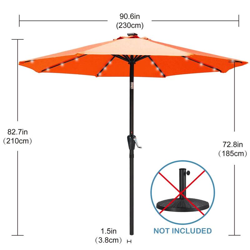 ABCCANOPY 7.5FT Outdoor Patio Solar Umbrella with 24LED Lights