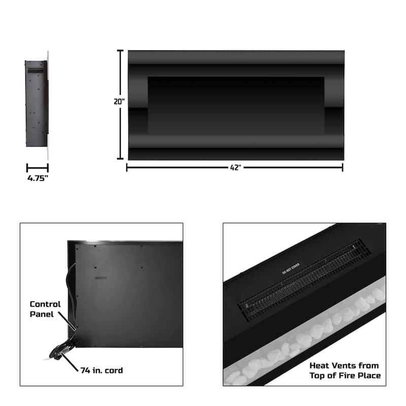 Northwest Wall-mounted LED Electric Fireplace w/ Remote
