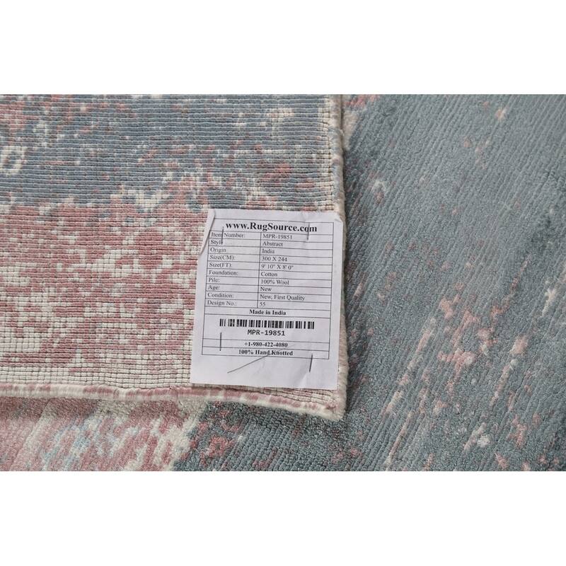 Multi-Color Modern Abstract Area Rug Hand-Knotted Wool Carpet - 8'0"x 9'10"
