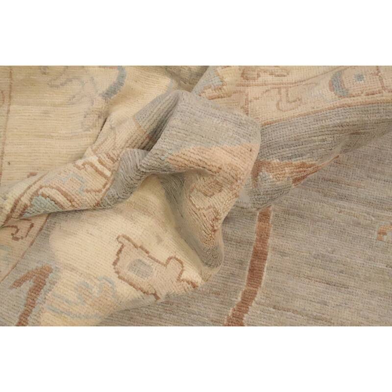 Hand Knotted Oriental 100% Wool Carpet Transitional All-Over Greys & Charcoal Oushak Area Rug - 13' 6'' X 9' 11''