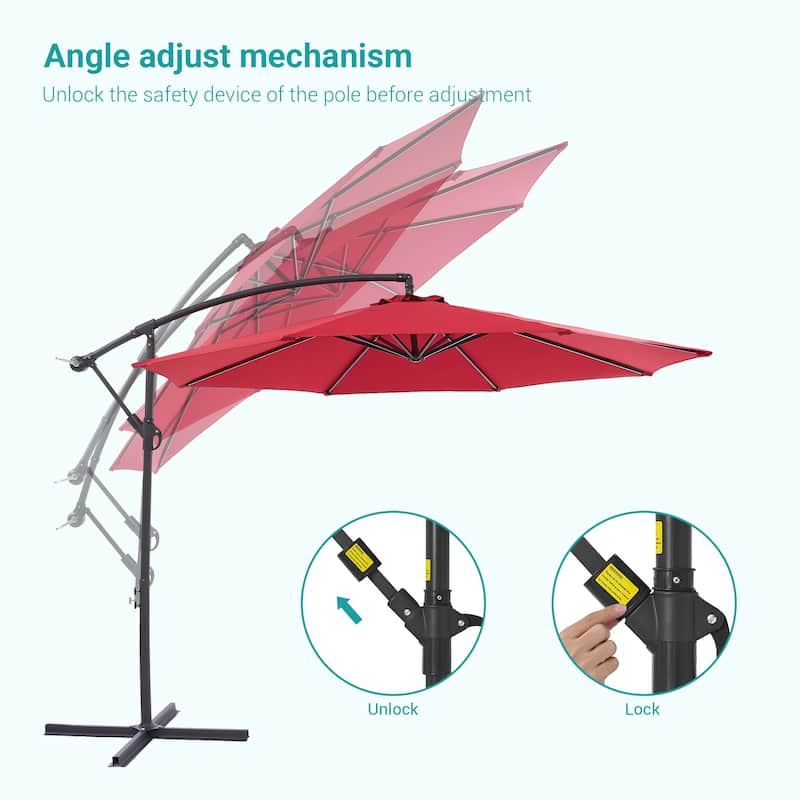 BONOSUKI 10ft Patio Offset Umbrella Outdoor Hanging Umbrella