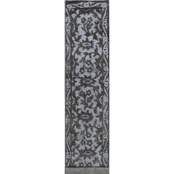 slide 1 of 19, Floral Distressed Tabriz Persian Runner Rug Wool Hand-knotted Carpet - 2'5" x 12'7"
