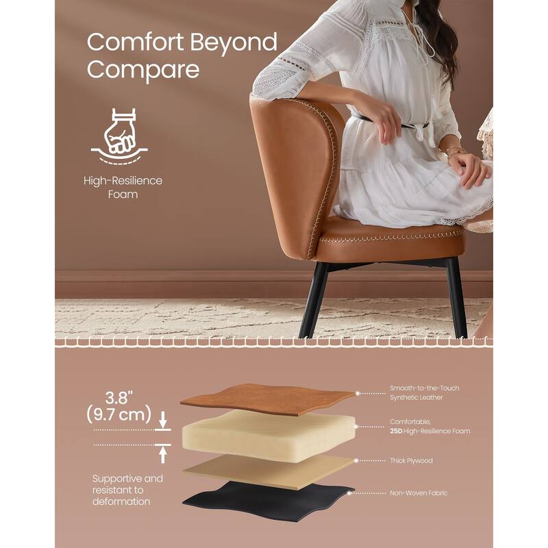 Modern Dining Chairs with Steel Frame and Synthetic Leather Padded Seat