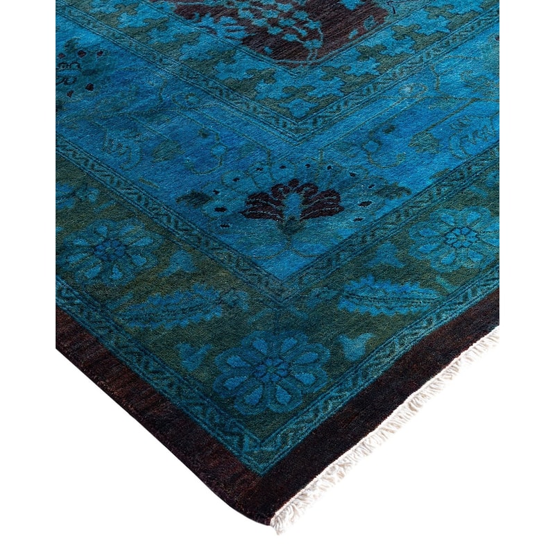 Fine Vibrance One-of-a-Kind Hand-Knotted Area Rug - Blue, 9' 0" x 11' 10" - 9' 0" x 11' 10"