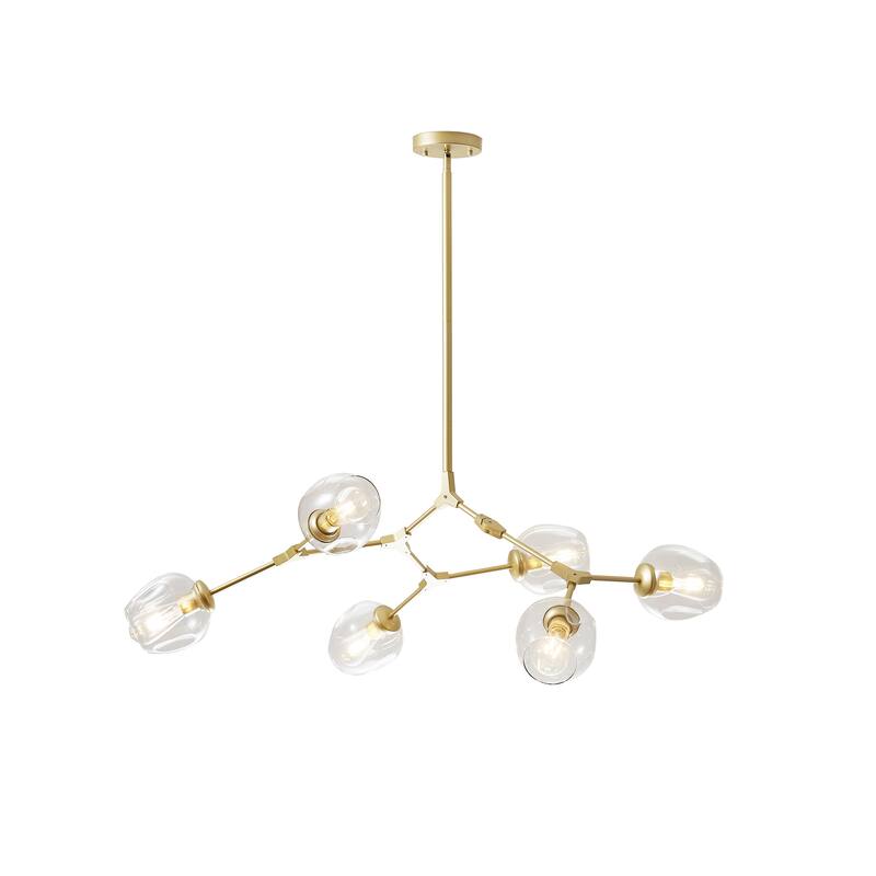 Bella Depot Modern Adjustable Chandelier Gold Pendant with Clear Glass Shades