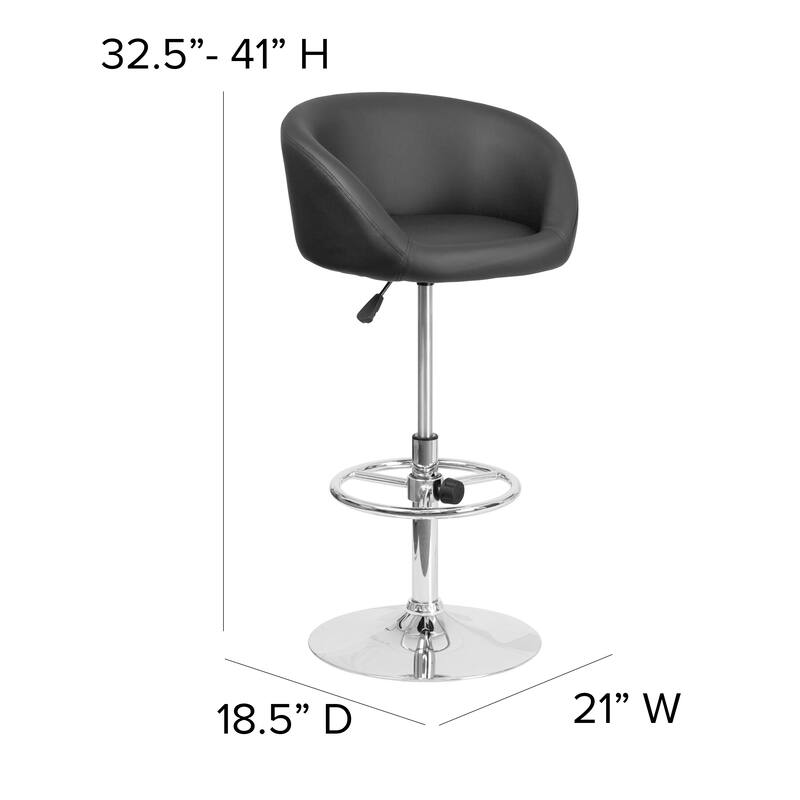Contemporary Adjustable Height Barstool - 21"W x 18.5"D x 32.5" - 41"H