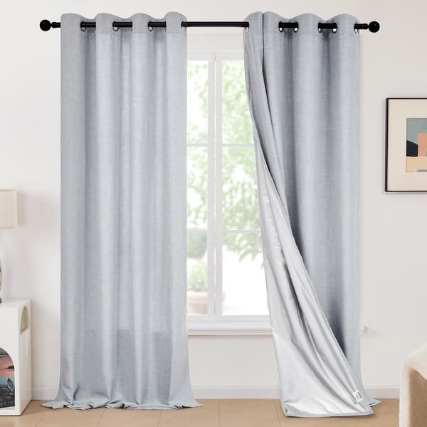 Deconovo Light-Filtering Grommet Curtains with TPU Backing 2 Panels