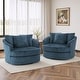 preview thumbnail 66 of 74, UIXE Oversize 43" Plush Corduroy Swivel Barrel Chair Comfy Accent Chair For Living Room Blue/2 Set