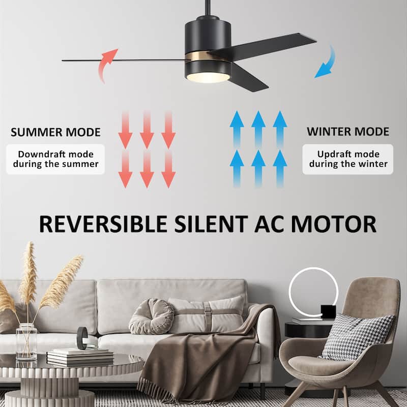 Aurora 52-inch Indoor Smart Ceiling Fan with Light Kit and Wall Control, Works with Alexa/Google Home/Siri