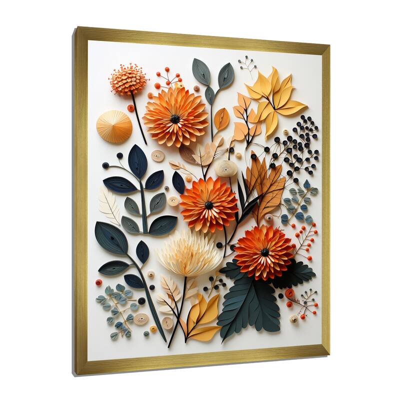 Designart "Colorful Mid Century Botanicals II" Mid-century Framed Canvas Art Print