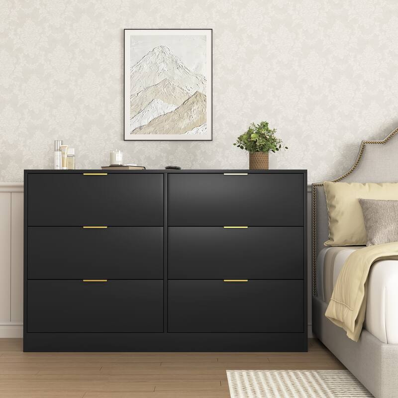 Modern 6 Drawer Dresser, Large Capacity Storage Cabinet, Clothing Organizer with Metal Handles for Bedroom, Living Room