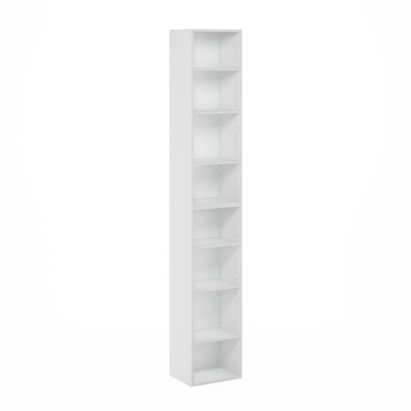 70.9 in. Tall White Wood 8-Shelf Bookcase