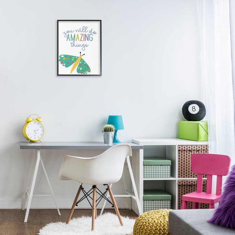 Stupell Amazing Things with Dragonfly Framed Giclee Art Design By Kim Allen