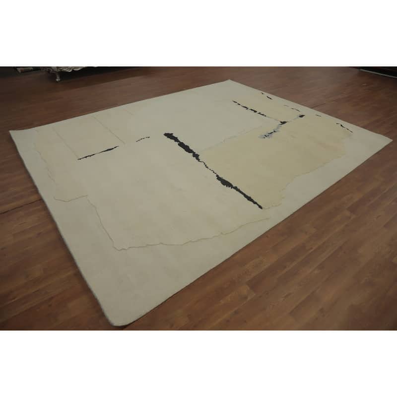 Vegetable Dye Wool Gabbeh Modern Area Rug Handmade Wool Carpet - 10' 4'' X 8' 2''