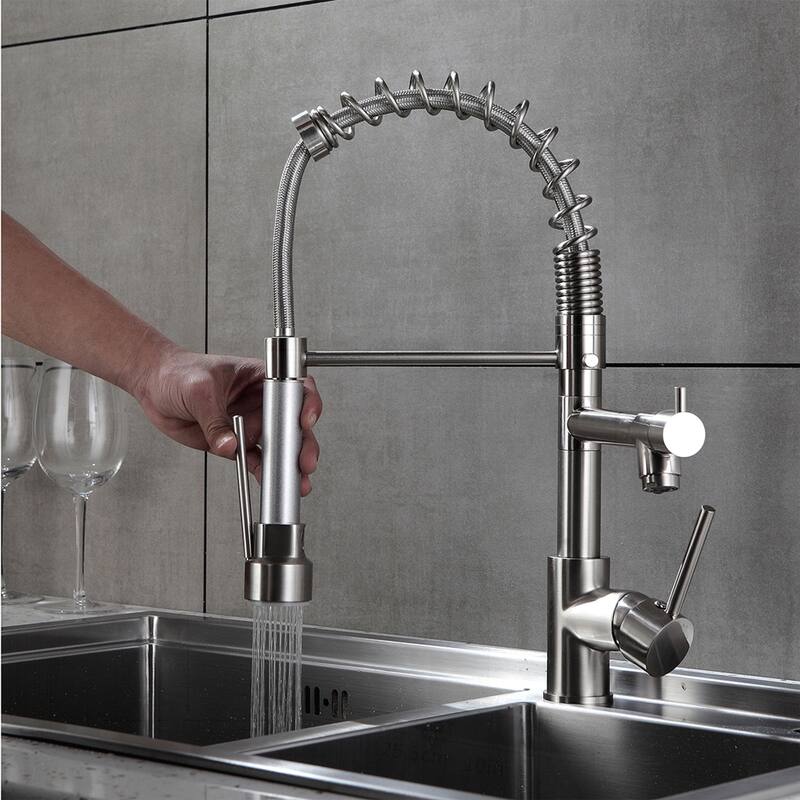 Kitchen Faucet with Pull Down Sprayer and Rotatable Spouts