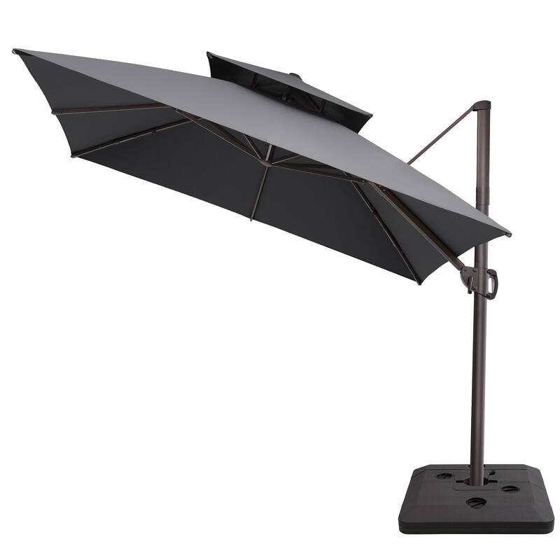 11 ft Square Patio Cantilever Offset Umbrella Double Top with Offset Base
