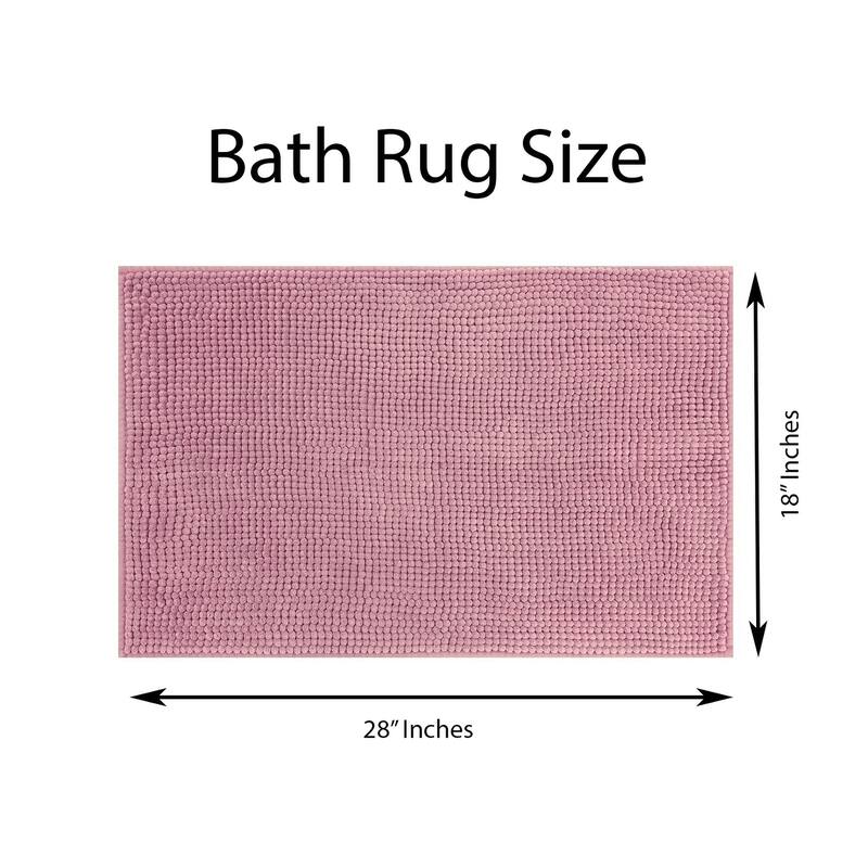 Purple Pink Floral Roses Bathroom Set Chenille Soft Plush Bath Mat With