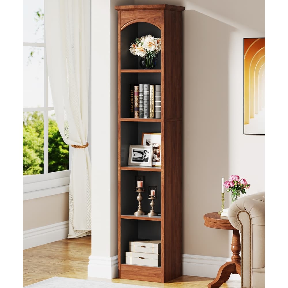 70.9 Inches 5-tier Tall Narrow Bookcase Cube Bookshelf with Storage