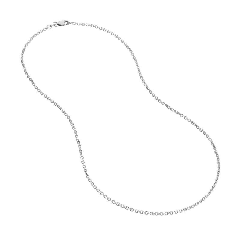 Curata 14k White Gold 1.8mm Diamond Cut Open Cable Chain Necklace (Lobster)