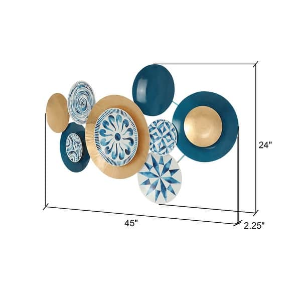 Lorelai Modern Abstract Plate Metal Wall Art - 24"H x 45"W x 2.25"D