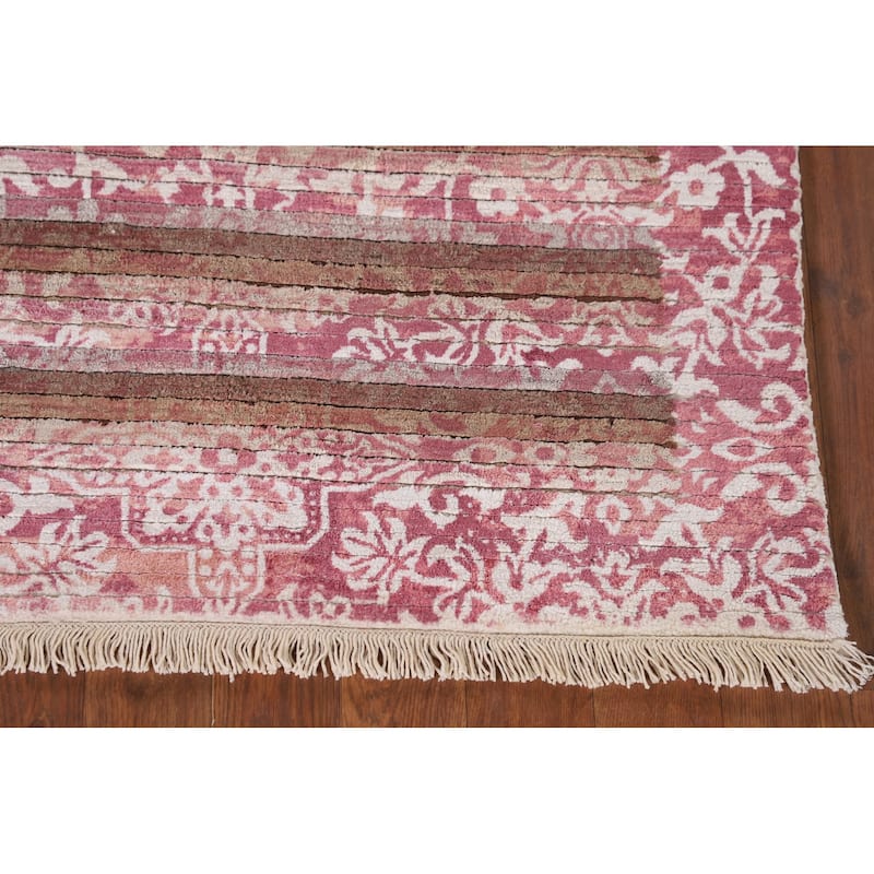 Striped / Abstract Accent Rug Hand-Knotted Modern Wool Carpet - 2'8"x 4'10"