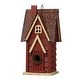 preview thumbnail 11 of 48, Glitzhome 12"H Retro Distressed Painted Solid Wood Cottage Birdhouse Red