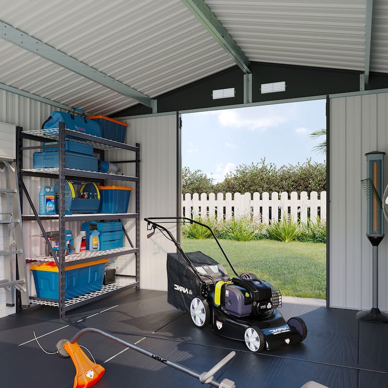 AOXUN Outdoor Storage Shed with Lockable Doors and Air Vents for Garden