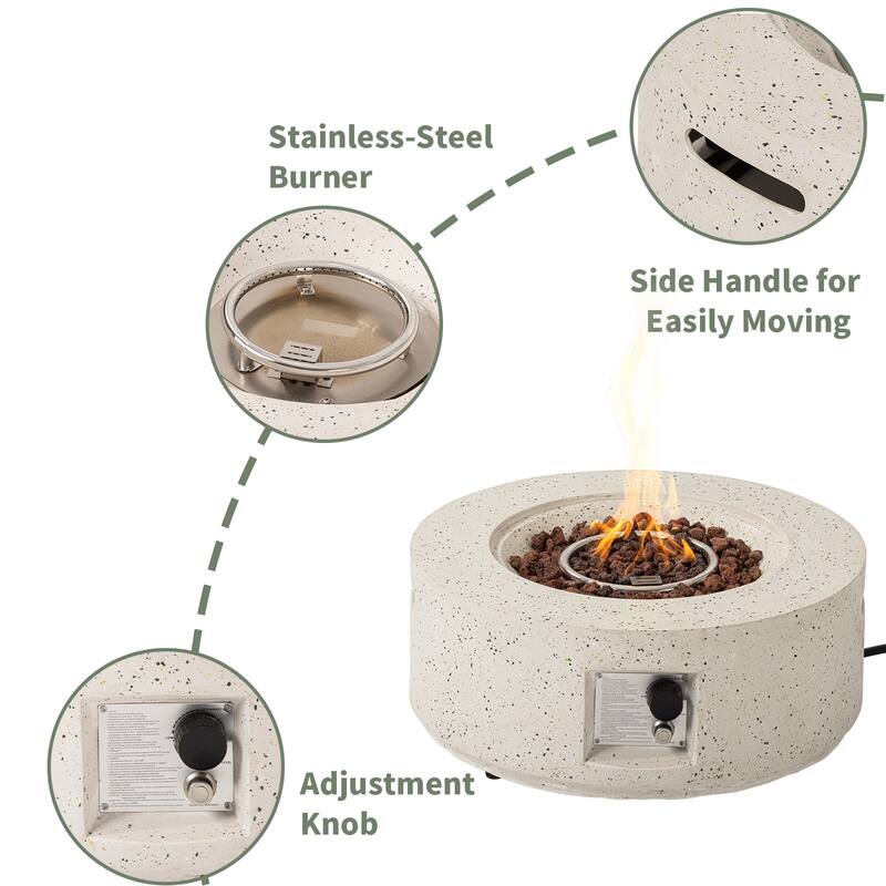 COSIEST Outdoor Patio Round Propane Firepit, 40000BTU - 28" W x 28" D x 12" H