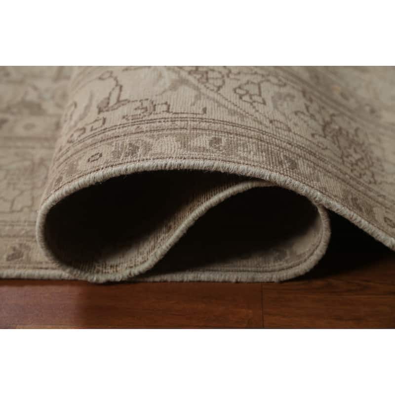 Hand Knotted Oriental 100% Wool Carpet Traditional Medallion Beige & Ivories Tabriz Area Rug - 9' 0'' X 6' 4''