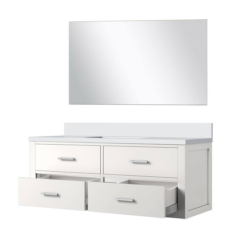 Castor Bath Vanity with Quartz Top, Sink and Mirror