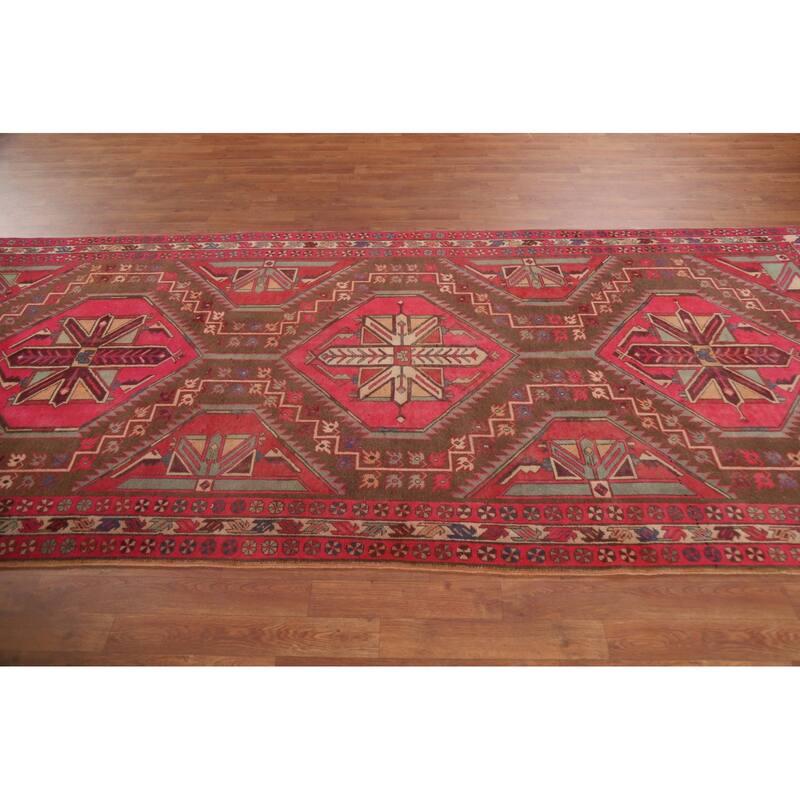Meshkin Persian Vintage Area Rug Handmade Wool Carpet - 4'8" x 10'6"