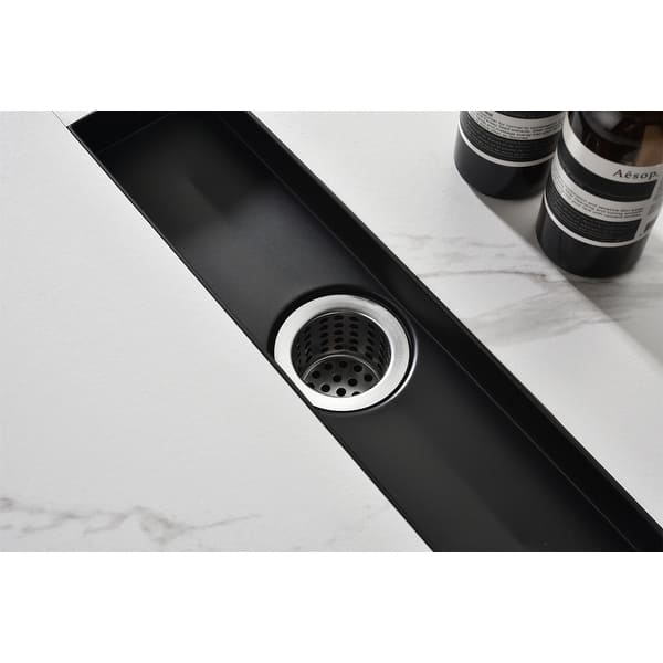 12 Inch Stainless Shower Drain with Hair Strainer and Leveling Feet