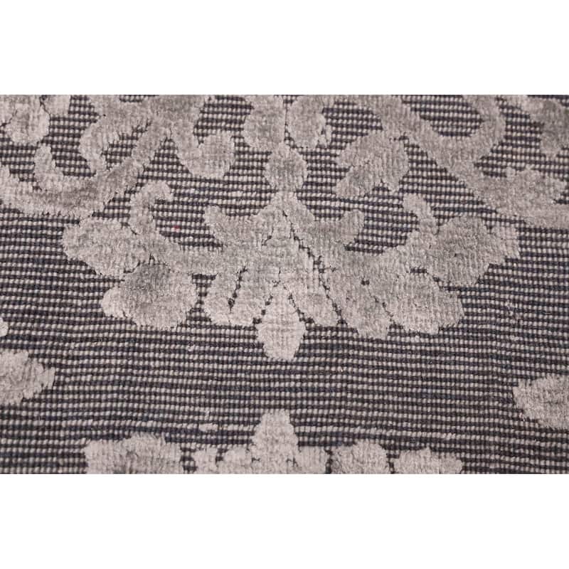 ECARPETGALLERY Hand Loomed Elysian Dark Grey Viscose, Wool Rug - 8'4 x 11'7