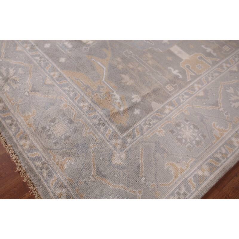 All-Over Gray Oushak Indian Square Area Rug Handmade Wool Carpet - 8'0"x 7'8"