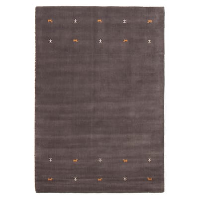 Kashkuli Gabbeh Grey Rug 5'3" x 7'6" - 5'3 x 7'6
